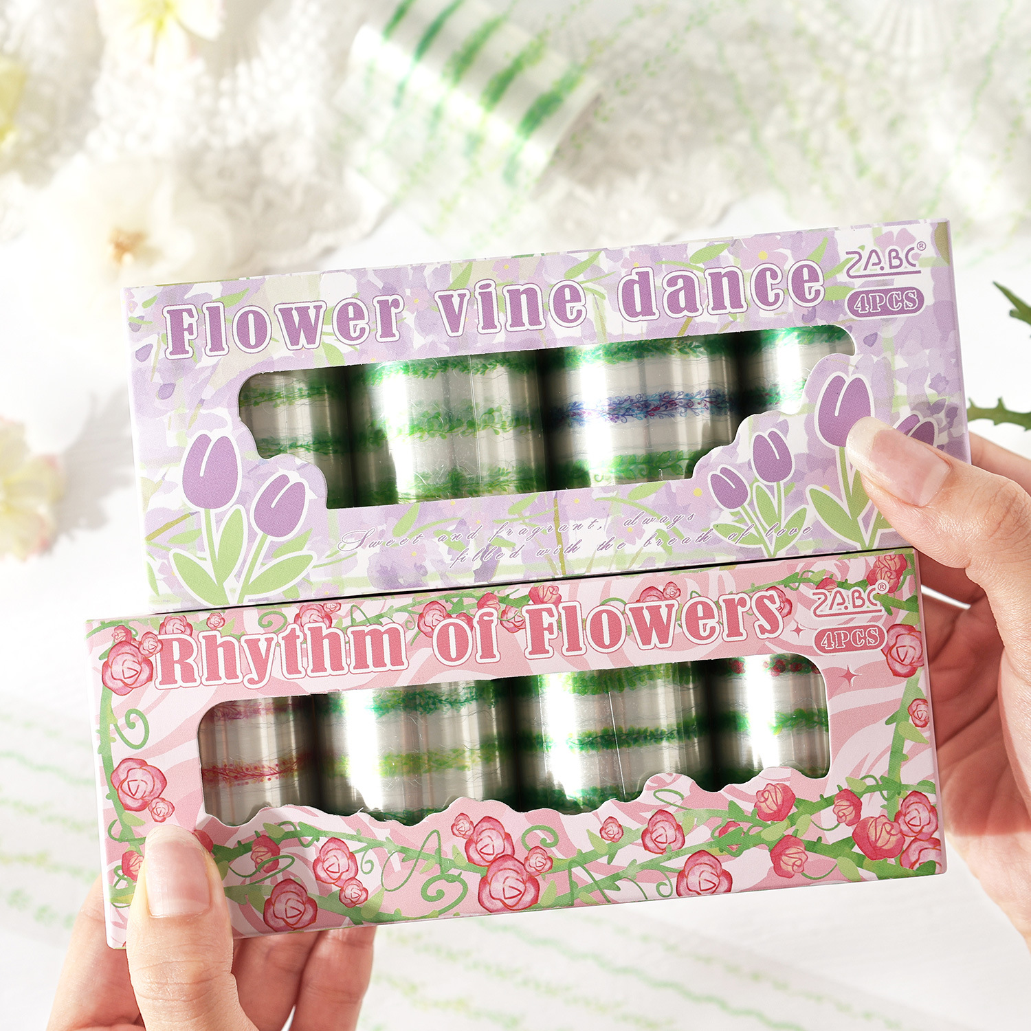 Symphony Ribbon Series Pet Pegamento troquelado impermeable Cinta para cuentas de mano Juego de cajas Diy Material de decoración de cuentas de mano Cinta para collage