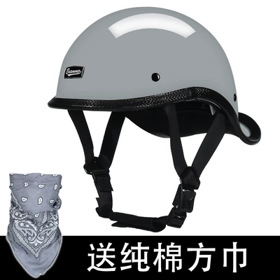 Motosiklet kaskı (dəbilqə), Helmet, Japanese Retro Style Half Helmet - cement-gray-not-3c-face-towel-goggles-m