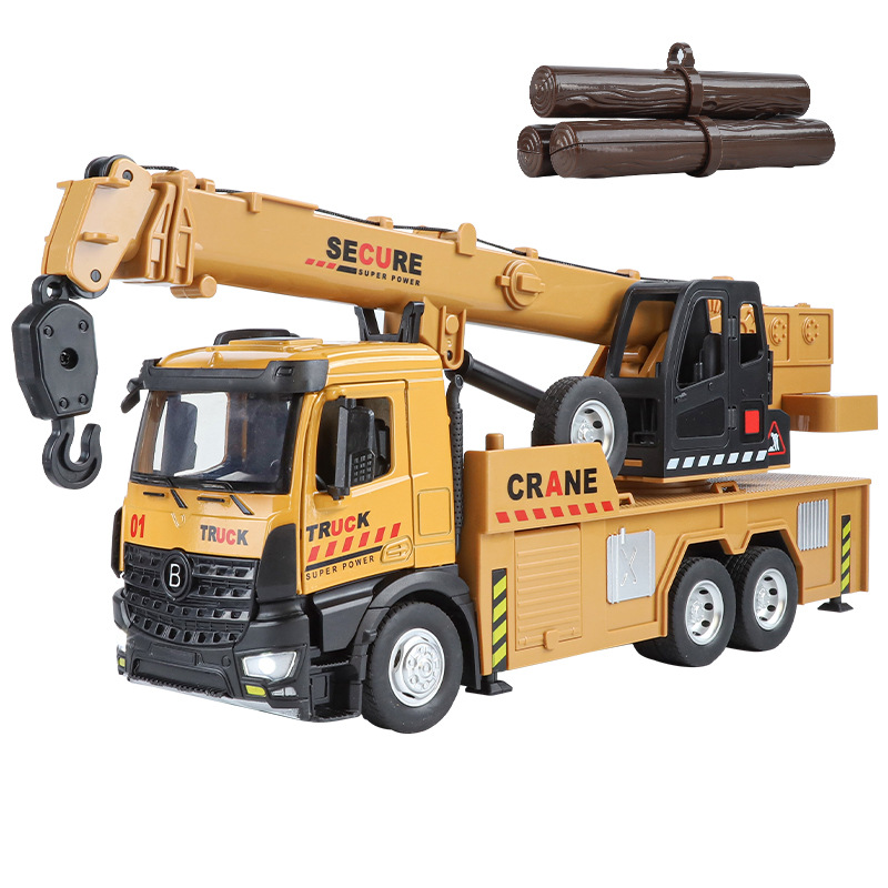 Modelo de Grúa de Ingeniería de Aleación Grande con Efectos de Luz y Sonido, Juguete Infantil de Vehículo de Transporte, Grúa, Venta al por Mayor Transfronteriza