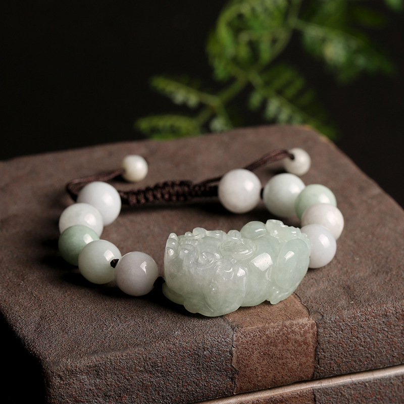 Myanmar Jade A Goods Ice Glutinous Seed Fine Texture Pixiu Bracelet for Men and Women Send Certificate to Support Re-inspection