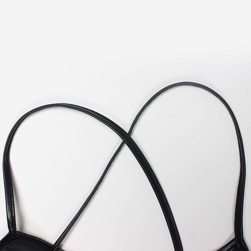 Backless Lace-Up Solid Color Split Suspender Pu Leather Dress NSYOM112044