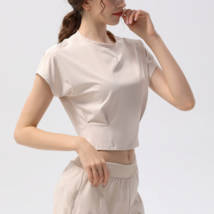 Summer Loose Sports Short-Sleeved Women's Sexy Navel-Baring Short Yoga Clothes Breathable Quick-Drying Fitness Clothes Short-Sleeved Running t