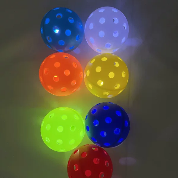Factory wholesale LED light 40 hole diameter 74MM pickle ball Pickleball luminous pickle ball TPE pickle ball
