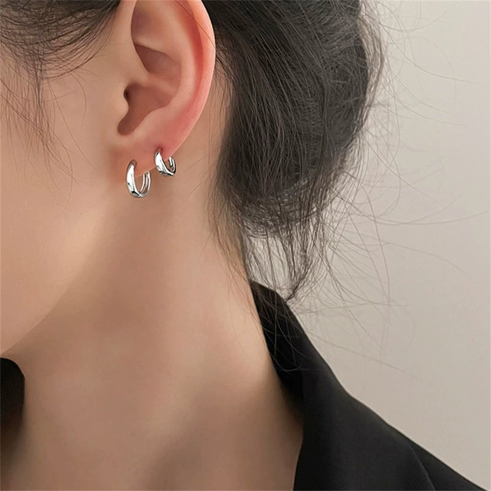 Серьги, маленькие универсальные черные серебряные иглы, корейский стиль, образец серебро 925