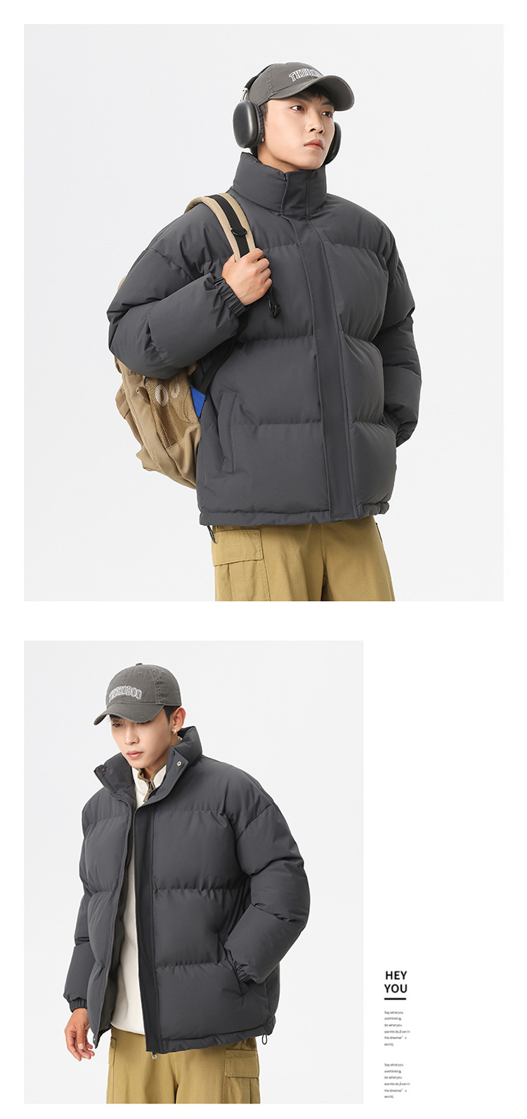 Novità invernale per uomo e donna, giacca in cotone tinta unita, ampia e comoda, da uomo_voghion.com