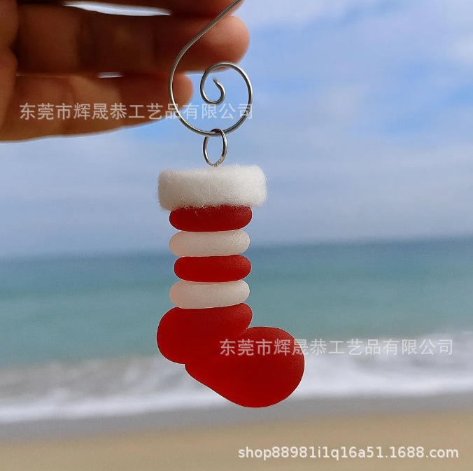 跨境新款Christmas Sea Glass Ornaments圣诞海玻璃装饰品|undefined