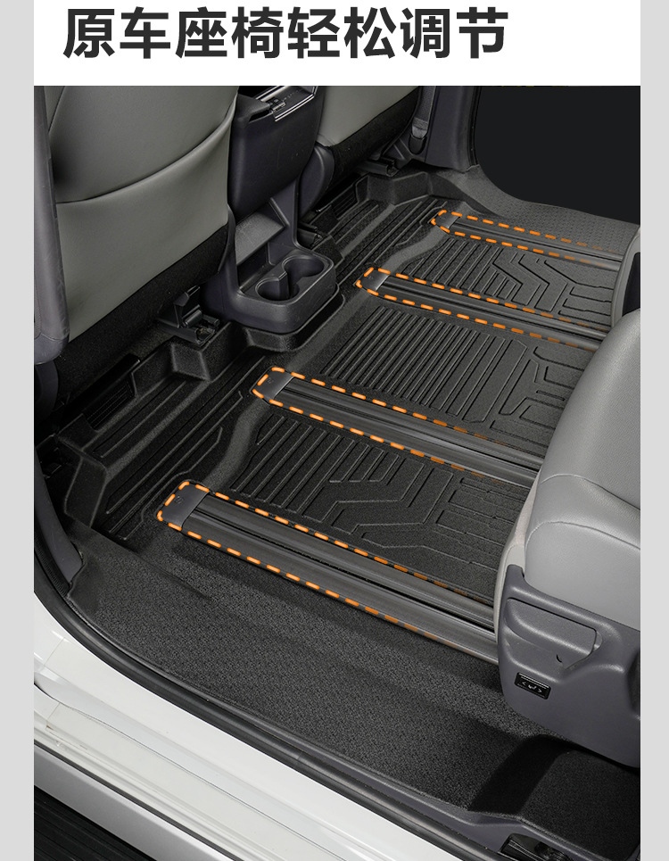 Suitable for Toyota Sienna Tpe Floor Mats, Seven-Seater Specific, Full Coverage, 21-25 Model Sienna Car Floor Mats