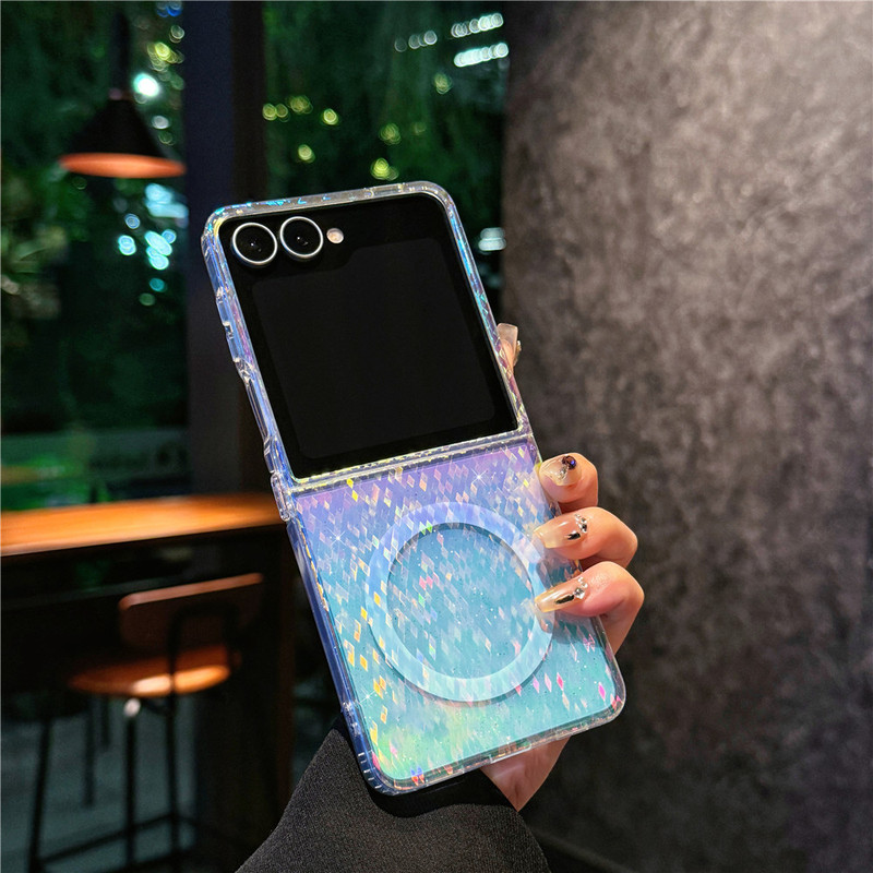适用三星zflip7磁吸手机壳Zflip 7代折叠屏镭射渐变zflip6翻盖套|undefined