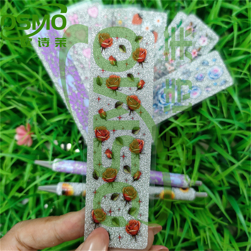 玫瑰花 UVDTF闪粉16oz 笔贴 四英寸水晶标 跨境专供10万+图库