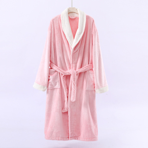 New style nano velvet women's nightdress, coral velvet bathrobe, long lapel, pure color simple home wear, can be worn outside