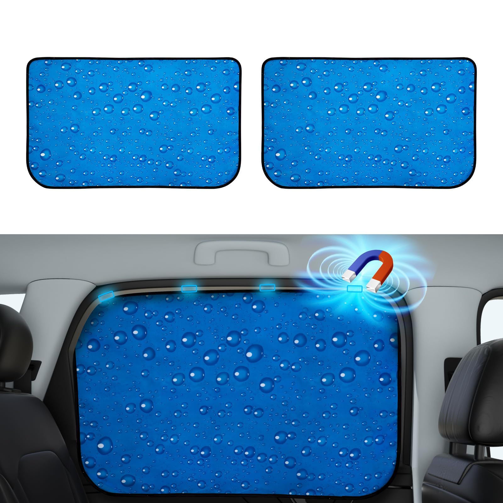 Cross-Border Single-Layer Sun Protection Retractable Magnetic Car Curtain Magnet Car Sunshade Water Drop Car Sunshade Side Shield