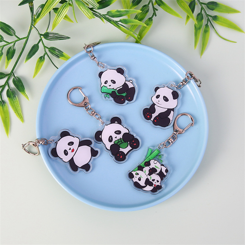 アニメパンダのキーホルダーアクリルペンダント学生の祝日のプレゼント飾りかわいいキーホルダーのアクセサリー|undefined