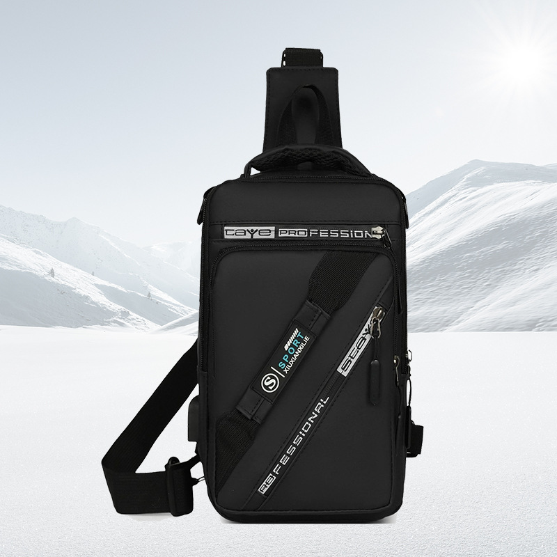 批发新款多功能男士胸包时尚户外运动单肩包个性字母百搭斜跨包包