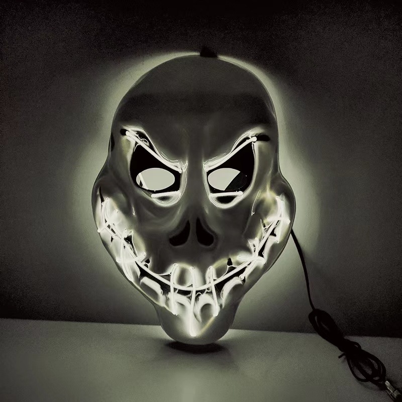 Máscara de sangre de costura de grieta transfronteriza máscara de terror led máscara de luz fría máscara de fiesta de Halloween máscara de esqueleto