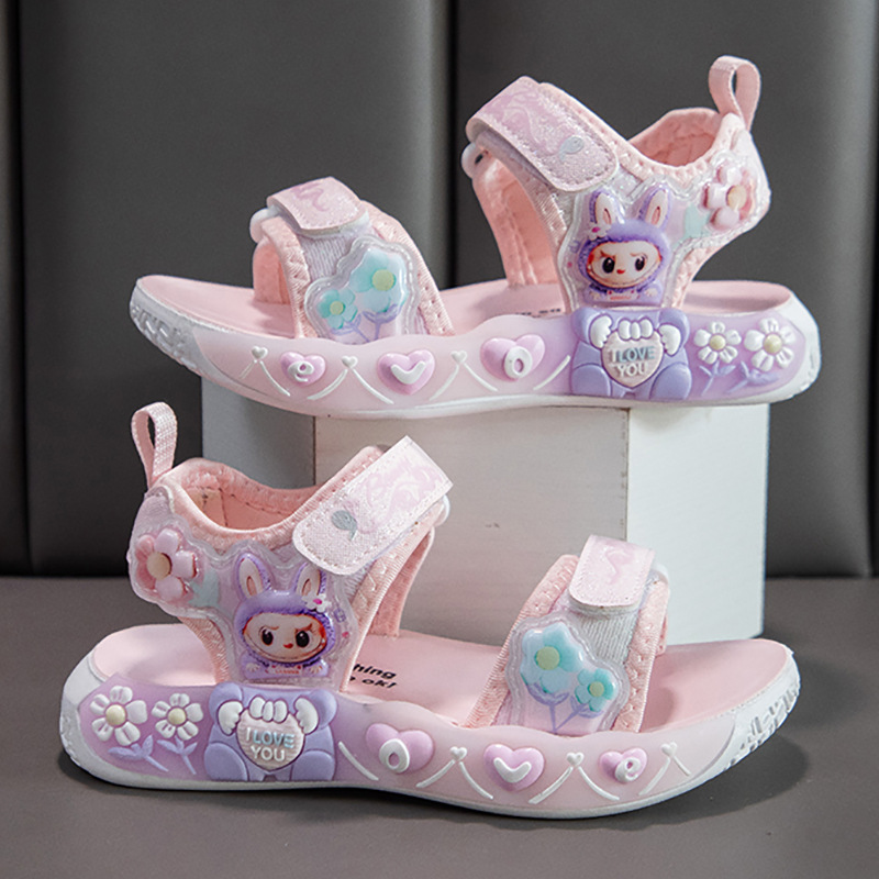 Sandalias Deportivas Infantiles para Niñas de Cuero Artificial Antideslizante para Playa y Uso Diario image 3