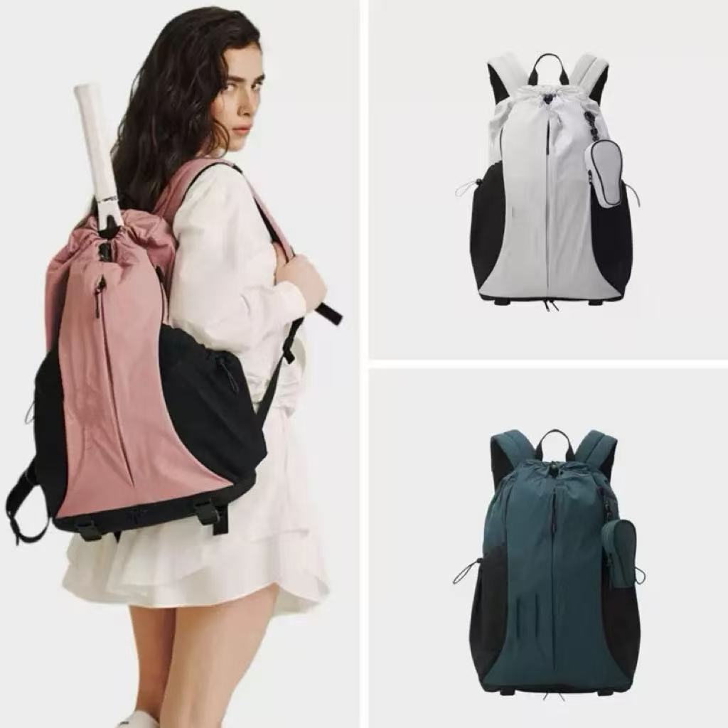 W Second-Generation New Tennis Sports Couple's Fitness Bag, Backpack with Independent Shoe Compartment, Drawstring, Casual Outdoor, Large Capacity