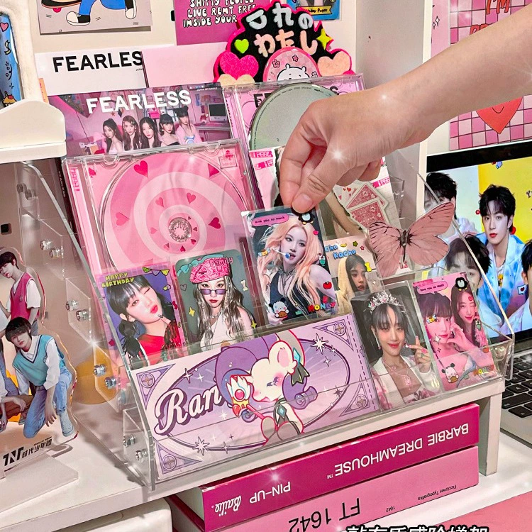 Desktop small card storage box large capacity transparent layered shelf 唧 唧