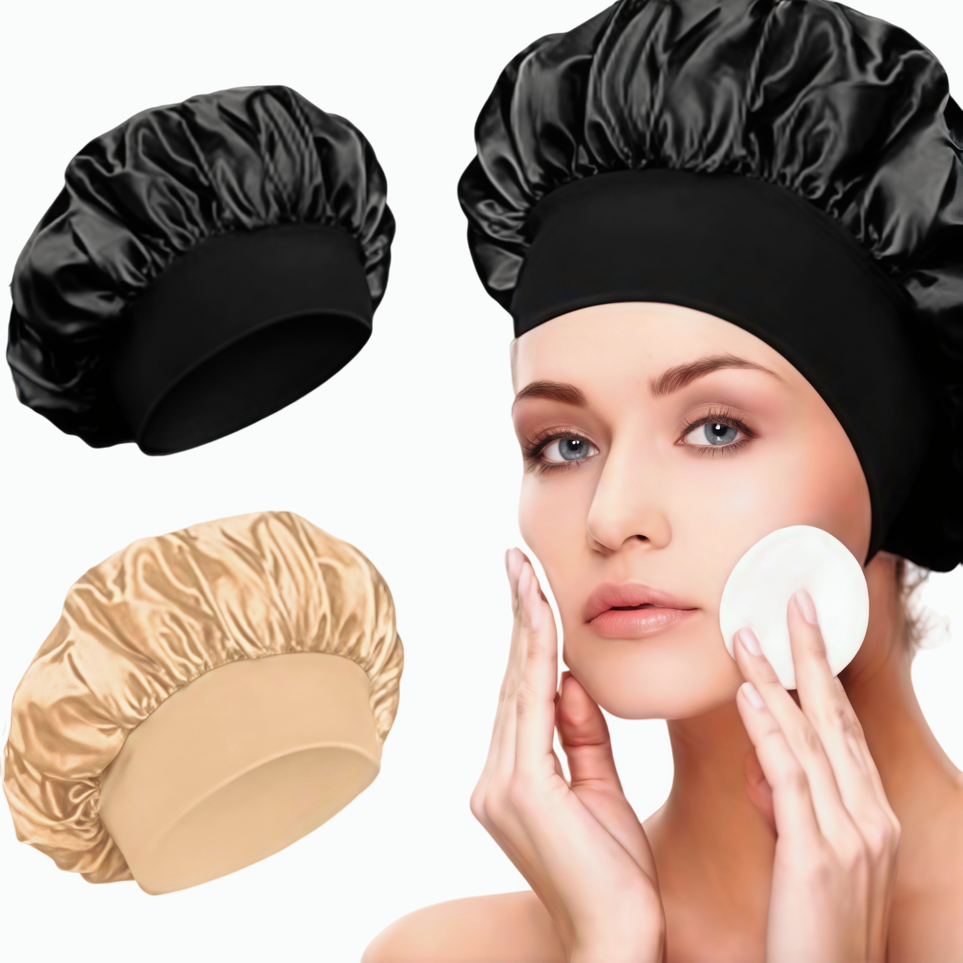 Amazon Large Solid Color Chemotherapy Cap Elastic Wide-Brimmed Sleep Cap Hair Care Cap Factory Direct Sales Cross-Border Hot-Selling Large Brim
