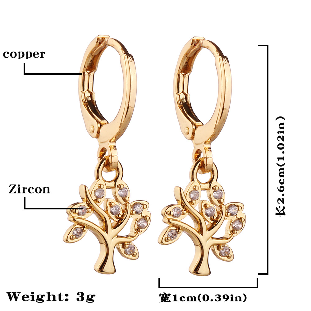 AliExpress Independent Station Hot Sale Jewelry Supply Copper Micro Inlaid Zircon Lucky Tree Elephan