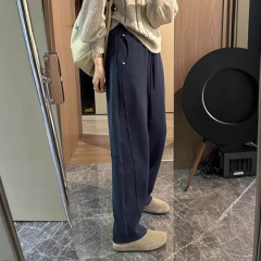 紺色の曲がりくねった刀の衛のズボンの女性の春秋の大きいサイズのカジュアルなズボンはやせています。
