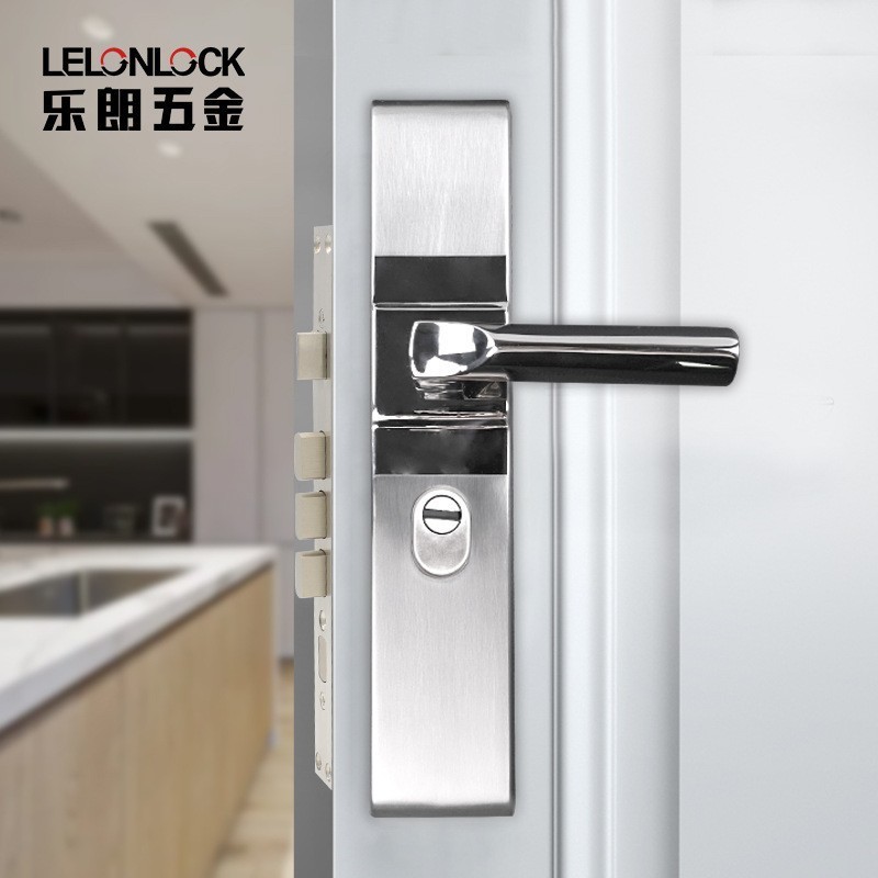 Personalizado acero inoxidable dibujado conjunto completo de bloqueo de panel de presión de rebote de grado c todo el núcleo de cerradura de cobre puerta de entrada cerradura de puerta antirrobo