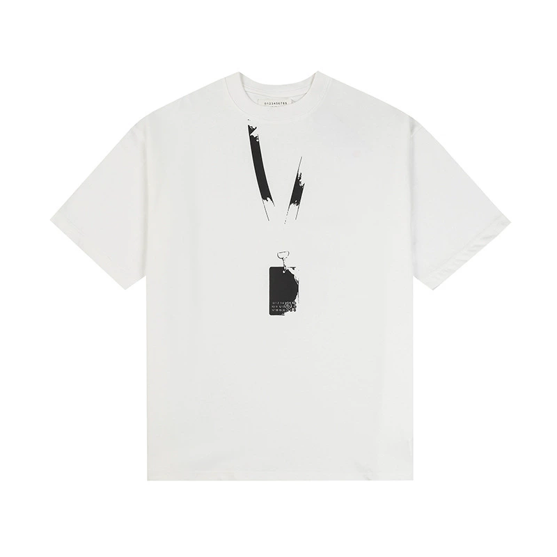 Maison Margiela 24SS коллекция MM6 цифровой узор круглый вырез мужской и женский модный бренд укороченный рукав футболка серия