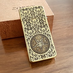 Zorro brass kerosene windproof lighter, creative ultra-thin lighter, classic kerosene machine, deep-carved design