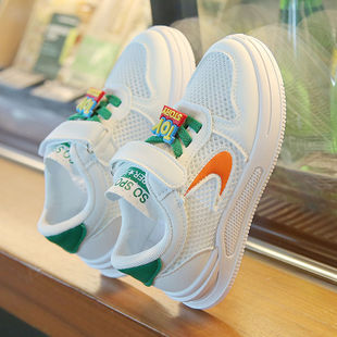 Children's White Shoes Breathable Mesh Boys Single Mesh Casual Sports Shoes 2024 Summer New Girls Sneakers Soft Sole
