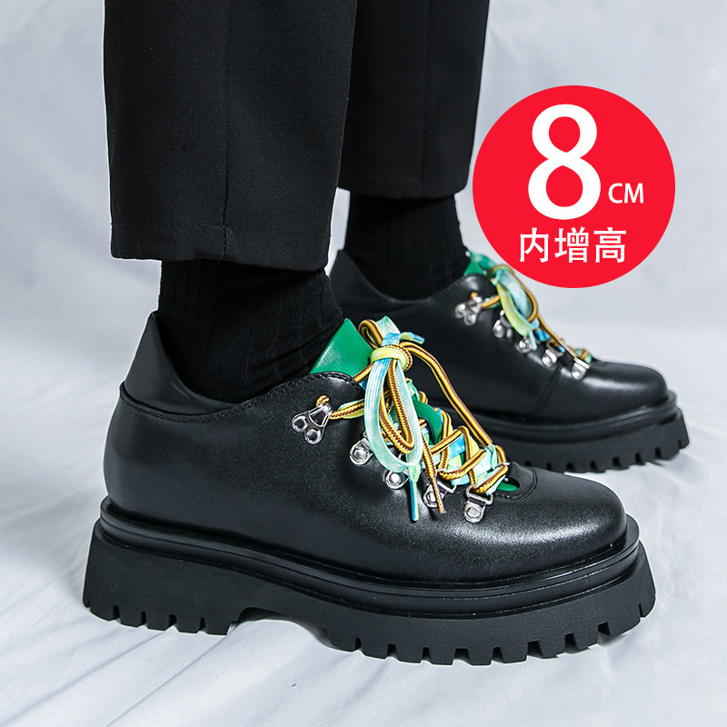 跨境男鞋春季新款尖头皮鞋外贸大码内增高鞋休闲鞋英伦发型师皮鞋|undefined