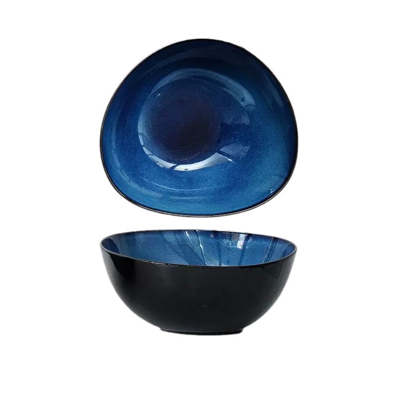 Cuencos de sopa de color europeo de color esmalte transfronterizo cuencos de arroz irregulares de cerámica cuencos de ensalada de frutas cuencos de ramen grandes