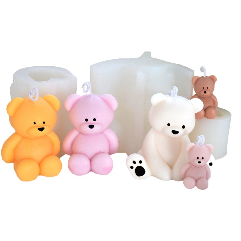 Corea del Sur simple sentado oso silicona molde aromaterapia vela coreana fabricación de velas aromaterapia ins decoración molde