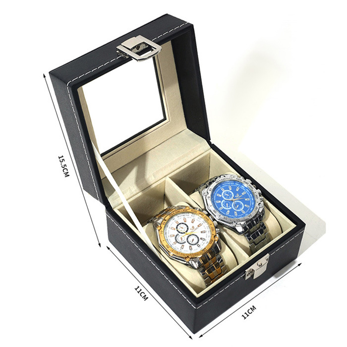 Caja de exhibición universal de cuero PU para relojes, embalaje portátil de alta gama para almacenamiento de múltiples relojes, ideal para dropshipping transfronterizo.