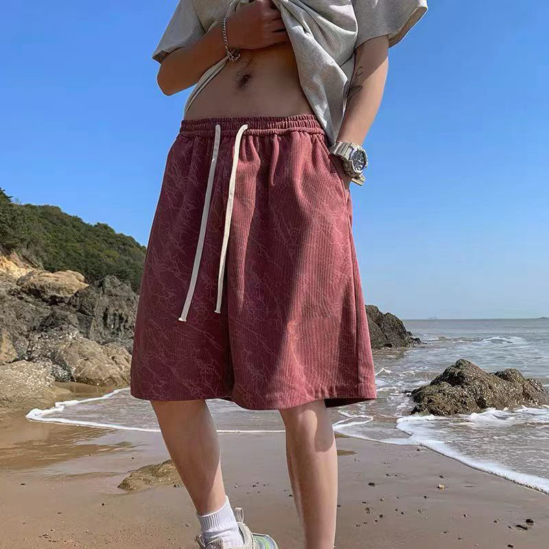 Men's American Style High Street Summer Loose Casual Sports Capri Pants Trendy Plus Size Mid Length Shorts_viptrois.com