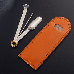 Smoking set, three-in-one press rod, multi-functional cigarette knife cleaning tool, practical leather case, portable three-purpose cigarette knife