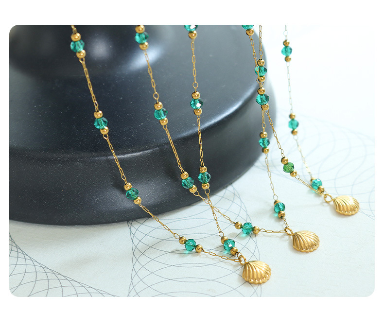Ethnic Style Shell Titanium Steel Necklace Inlay Beads Stainless Steel Necklaces