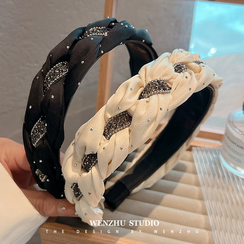  New Fashion Rhinestone Headband Female Internet Celebrity High-Skull Headband Wide-Brim Face Wash Hairpin Twist Headband Wholesale