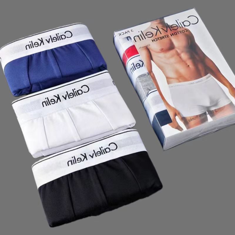 C marca de la versión correcta de algodón blanco de borde blanco de la juventud, caja de regalo de pantalones de hombre, tres explosivos