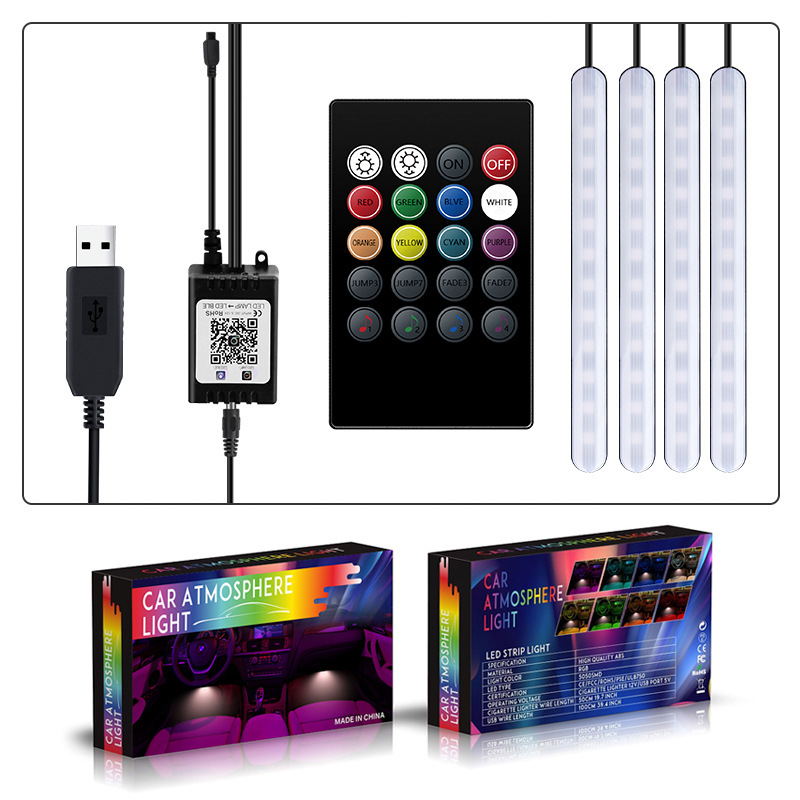 Luz de atmósfera del automóvil interior sin modificación LED colorido luz de atmósfera del automóvil USB lámpara de pie lámpara de ritmo de música image 7
