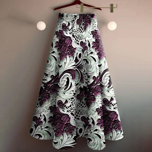 [Collected by 2119 people] Medium and long skirt, women's clothes, new Western-style printed large swing skirt, showing a slim and drapery look