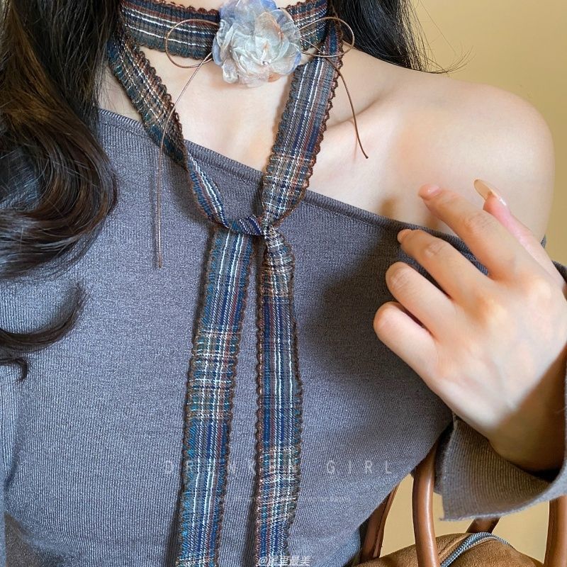miu系格调 美拉德布艺流苏丝巾项链女2025新款毛衣链小众复古配饰|undefined