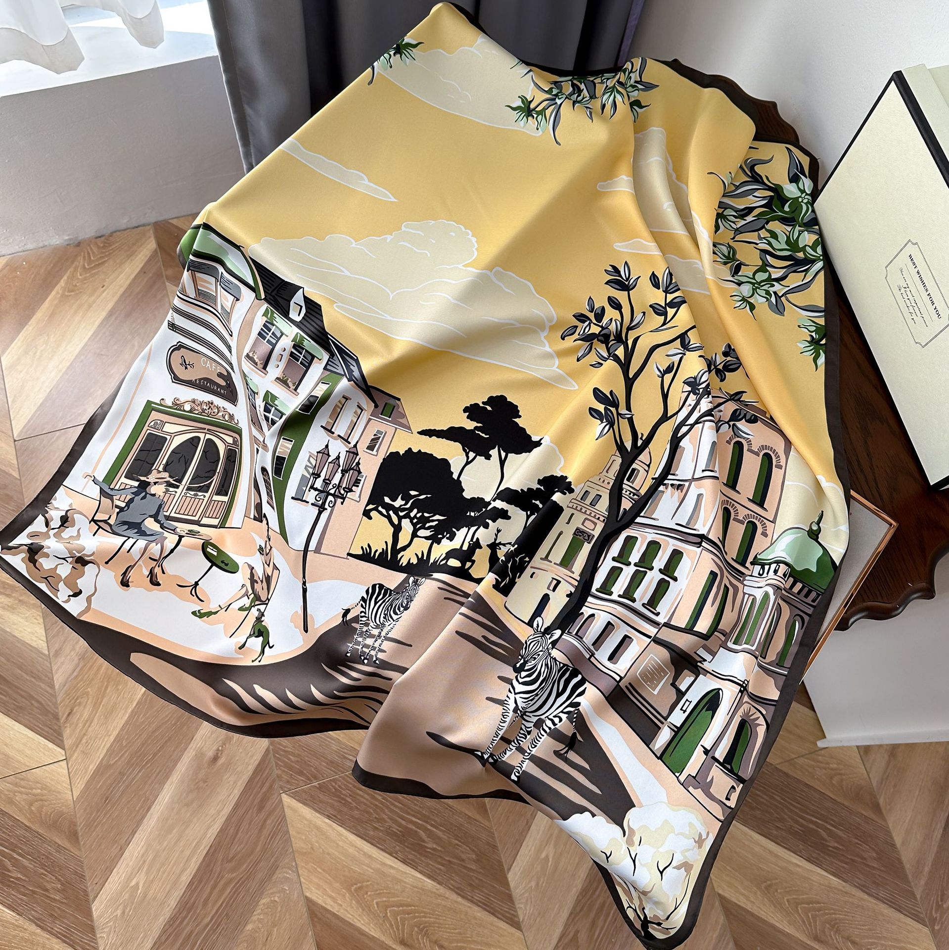 Twill silkesjal för kvinnor stor sjal för höst och vinter_voghion.com