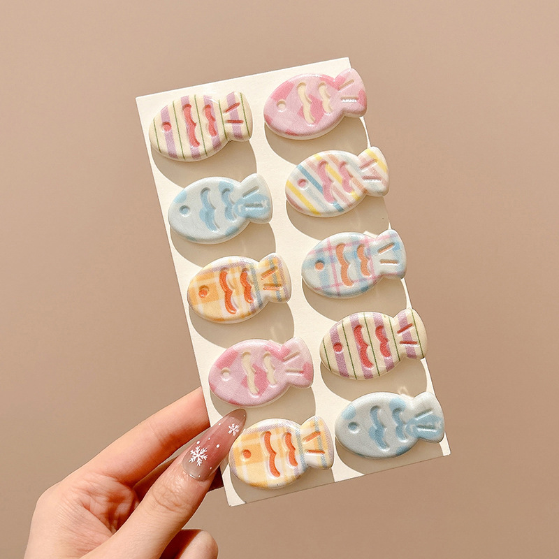 Pequeño pez de color clip para el cabello de la mujer adorable clip para el cabello de pestaña lateral dulce multifacé frente rotura clip para el cabello de boca de pato