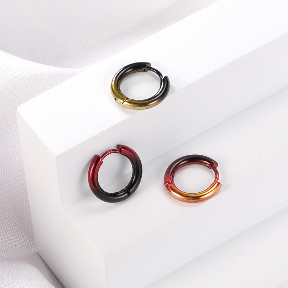 Colorful Paint Titanium Steel Geometric Earrings for Unisex Punk Wholesale detail image 9