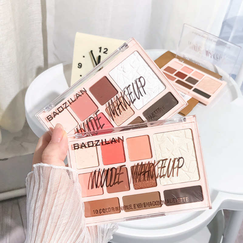 BZL paleta de sombras de ojos de diez colores color té con leche color tierra nacarado mate fácil de colorear maquillaje para principiantes sombra de ojos transfronteriza ins