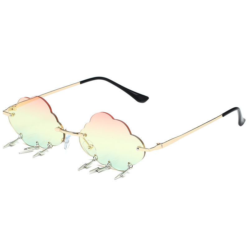 2021 Sunglasses European and American Fashion Cloud Lightning Irregular Sunglasses Personality Frameless Ball Party Sunglasses