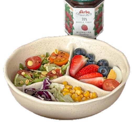 Mooney ins 1人用レース3グリッドセラミックプレート減量サービングプレート朝食プレート分割脂肪減少ホームプレート|undefined