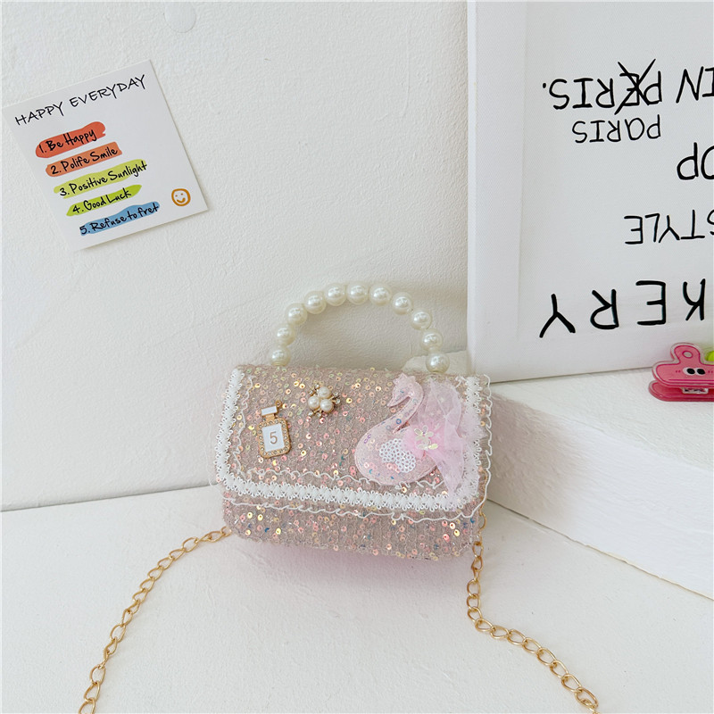 Nuevo estilo occidental de los niños bolsa de estilo de dibujos animados de las muchachas bolsa de mensajero estilo coreano perla bolso niñas monedero