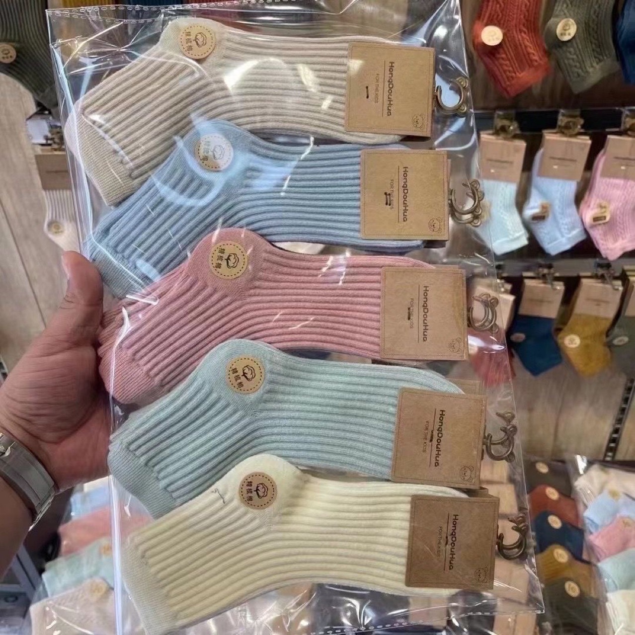 Cotton socks children's autumn and winter long tube deodorant breathable cute baby socks children's medium and large children's thick warm