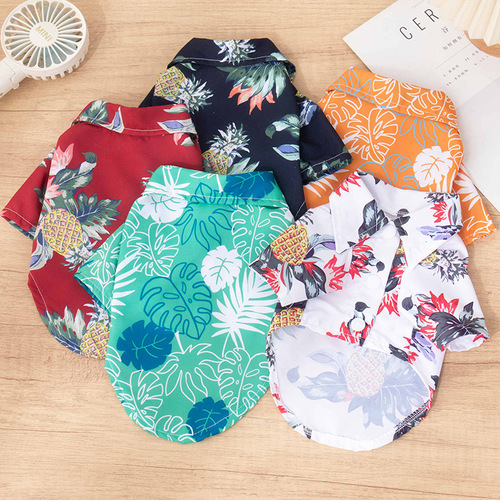 Dog clothes summer pineapple coconut tree Hawaiian style shirt cat Teddy Boston terrier small dog pet apparel