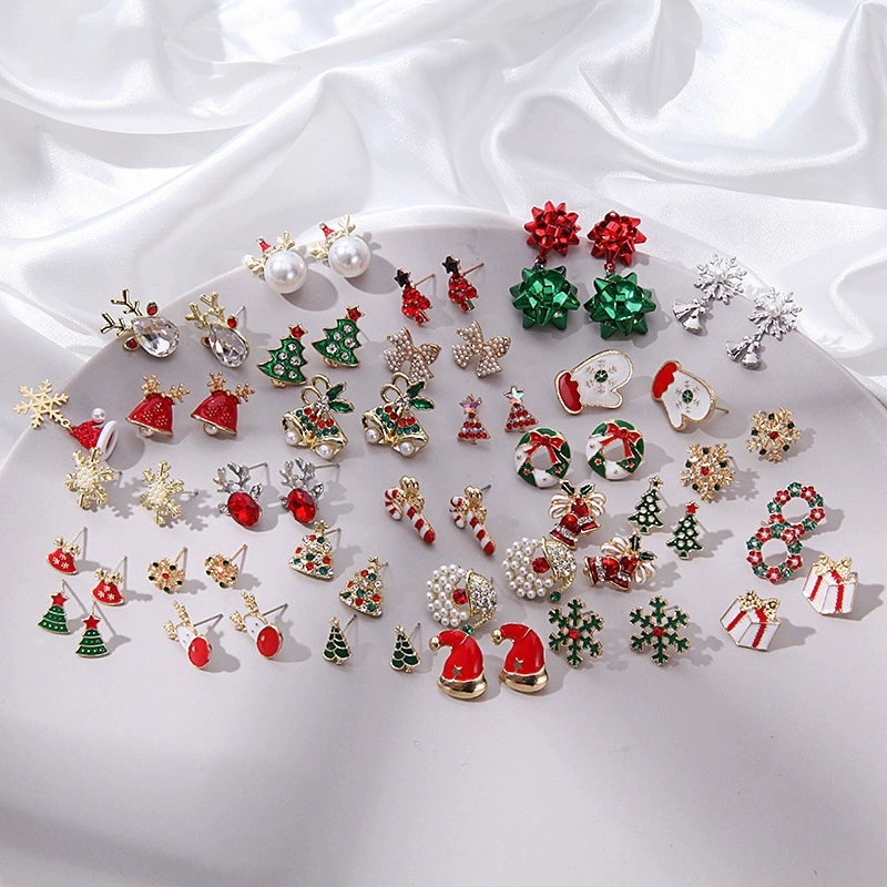  christmas fashionable sophisticated earrings, small bell, european style, with snowflakes